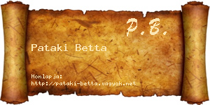 Pataki Betta névjegykártya